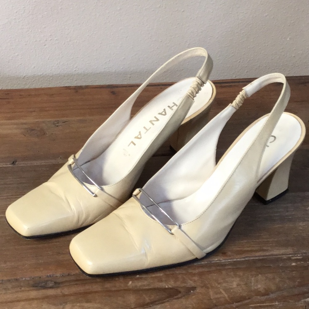 Chantal leather sling back heels